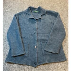 Gaeltarra Ireland Mens Medium Blue Pure Wool Cardigan Sweater Chore Jacket